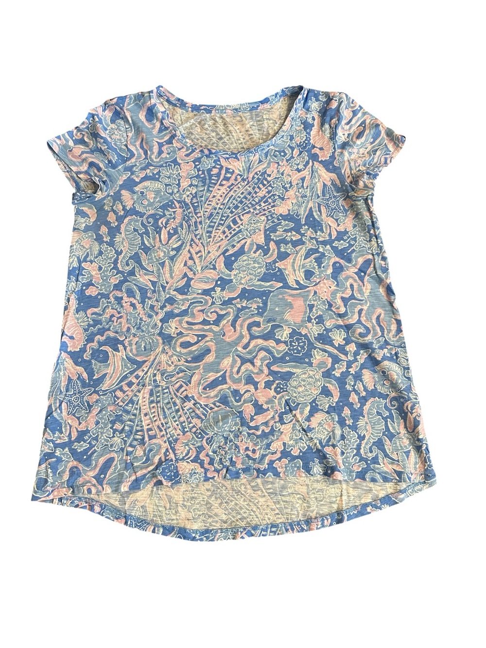 Lilly Pulitzer | Etta Scoop Neck Top | Boca Blue Sea What I Sea | Size Small